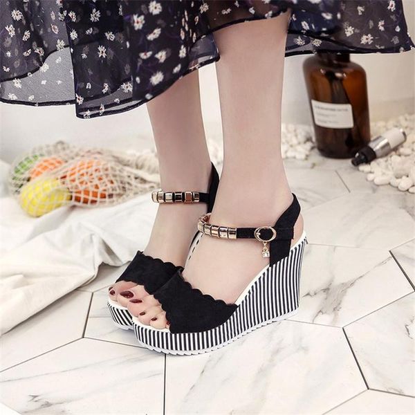 open toe gingham wedges 10cm high heel sandals women 2021 summer shoes buckle strap string bead chain ladies, Black
open toe gingham wedges 10cm high heel sandals women 2021 summer shoes buckle strap string bead chain ladies, Black