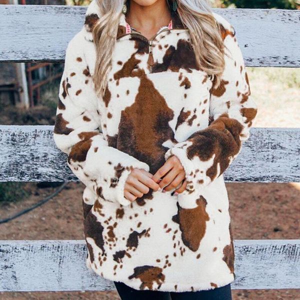women's hoodies & sweatshirts 2021 elegant autumn and winter fashion thickened milk cows dot print plush zipper turtleneck sweatshirt s, Black
women's hoodies & sweatshirts 2021 elegant autumn and winter fashion thickened milk cows dot print plush zipper turtleneck sweatshirt s, Black