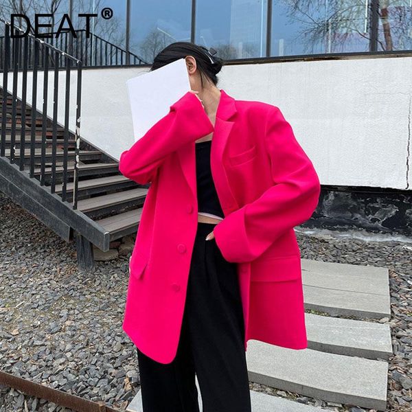 women's suits & blazers deat woman blazer pink solid profile shoulder pockets notched long sleeve loose high street style jacket 2021 s, White;black
women's suits & blazers deat woman blazer pink solid profile shoulder pockets notched long sleeve loose high street style jacket 2021 s, White;black