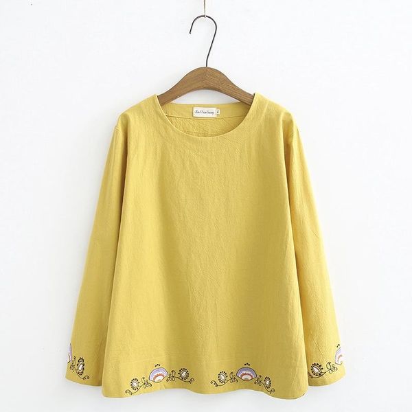 women's blouses & shirts plus size solid long sleeve blouse casual floral embroidery women blusas loose round collar fashion, White
women's blouses & shirts plus size solid long sleeve blouse casual floral embroidery women blusas loose round collar fashion, White