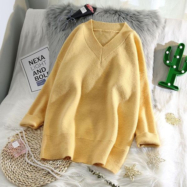 women's sweaters v-neck solid knitted women sweater and pullovers loose thicken warm yellow fleece lady elegant pulls outwear coat, White;black
women's sweaters v-neck solid knitted women sweater and pullovers loose thicken warm yellow fleece lady elegant pulls outwear coat, White;black