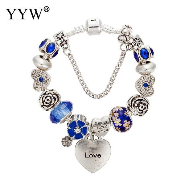 charm bracelets 2021 fashion european antique bracelet zinc alloy with blue heart flower chain crystal sliver plated for lover, Golden;silver
charm bracelets 2021 fashion european antique bracelet zinc alloy with blue heart flower chain crystal sliver plated for lover, Golden;silver