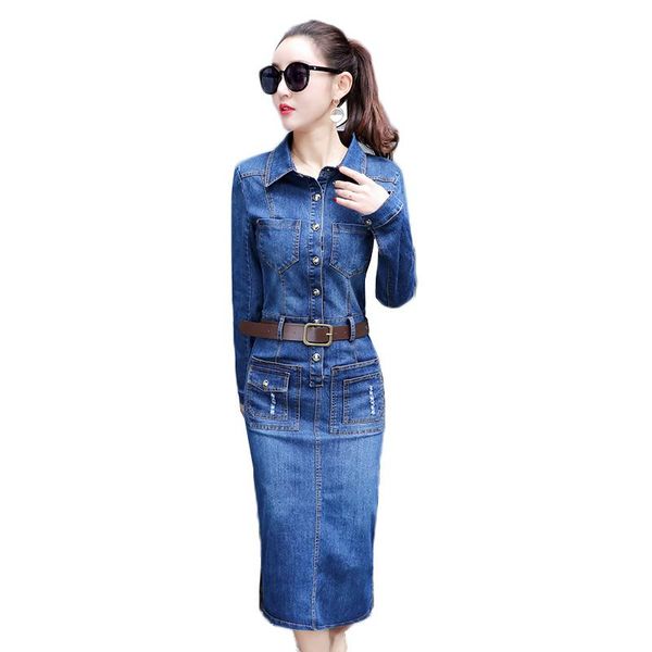 casual dresses fashion trend women denim dress vintage jeans with belt 2021 autumn long sleeve ol ladies vestidos 213, Black;gray
casual dresses fashion trend women denim dress vintage jeans with belt 2021 autumn long sleeve ol ladies vestidos 213, Black;gray