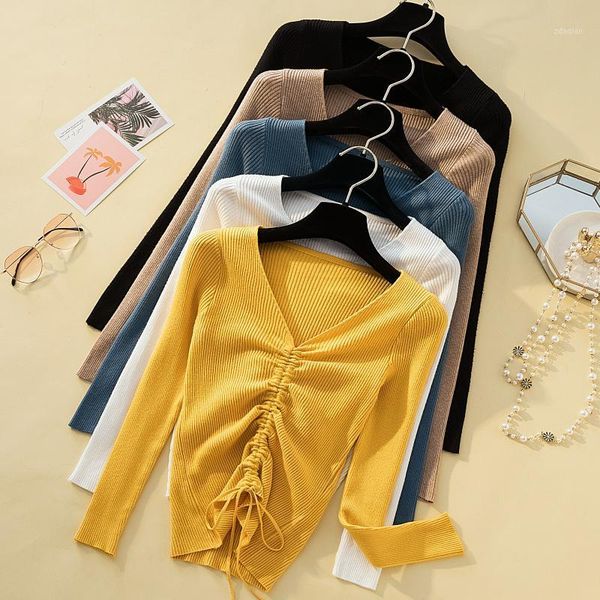 v-neck lace up knitting pullover sweater fashion fall winter women chic knit slim jumper pull femme white yellow women's sweat, White;black
v-neck lace up knitting pullover sweater fashion fall winter women chic knit slim jumper pull femme white yellow women's sweat, White;black