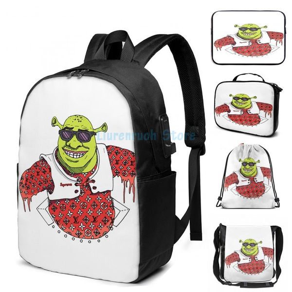 funny graphic print unleash shrek usb charge backpack men school bags women bag travel laptop
funny graphic print unleash shrek usb charge backpack men school bags women bag travel laptop