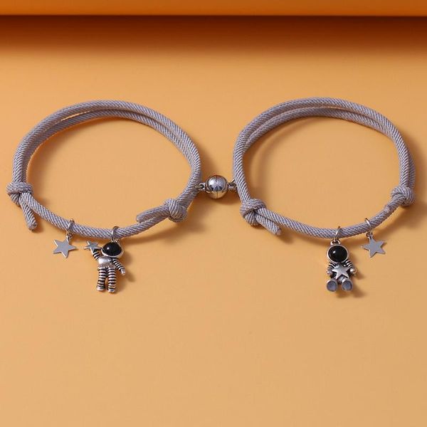 charm bracelets 2pcs / set astronaut jewelry magnet attract couples bracelet adjustable rope gift for women and men, Golden;silver
charm bracelets 2pcs / set astronaut jewelry magnet attract couples bracelet adjustable rope gift for women and men, Golden;silver