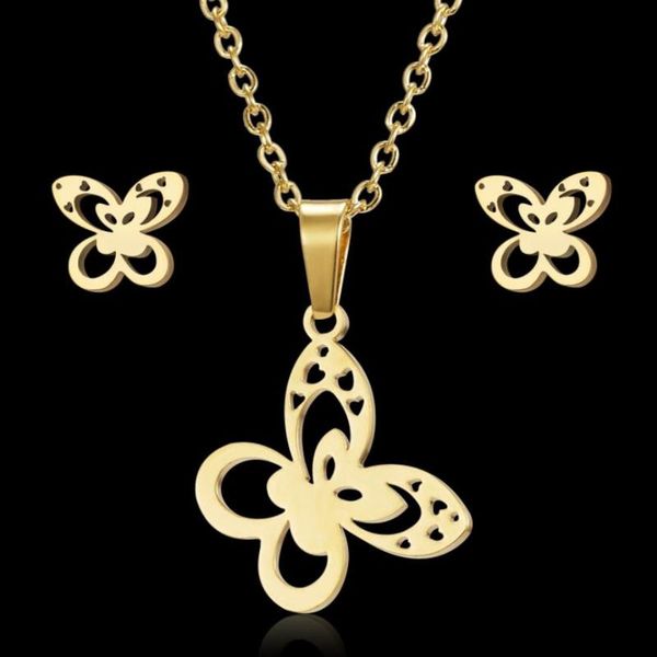 earrings & necklace 316l stainless steel cat butterfly hollow out pendant stud for women girls fashion fine jewelry set all-match, Silver
earrings & necklace 316l stainless steel cat butterfly hollow out pendant stud for women girls fashion fine jewelry set all-match, Silver