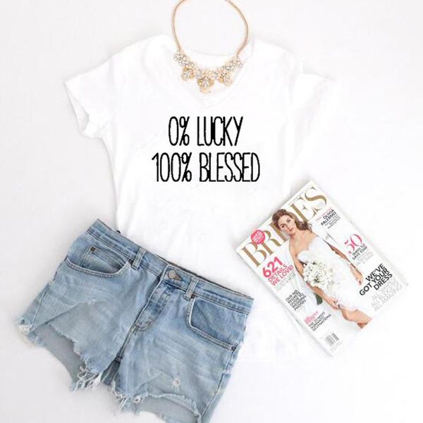 women's t-shirt tumblr fashion women mens tshirt casual crewneck 0% lucky 100% blessed summer style tees ship, White
women's t-shirt tumblr fashion women mens tshirt casual crewneck 0% lucky 100% blessed summer style tees ship, White
