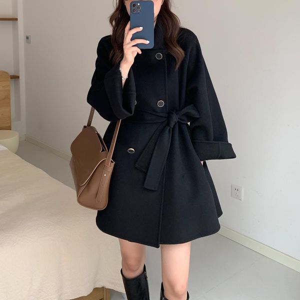 women's wool & blends 2021 autumn 100% coat ladies mid coats double breasted korean outerwear clothes cloak manteau femme wpy4141, Black
women's wool & blends 2021 autumn 100% coat ladies mid coats double breasted korean outerwear clothes cloak manteau femme wpy4141, Black