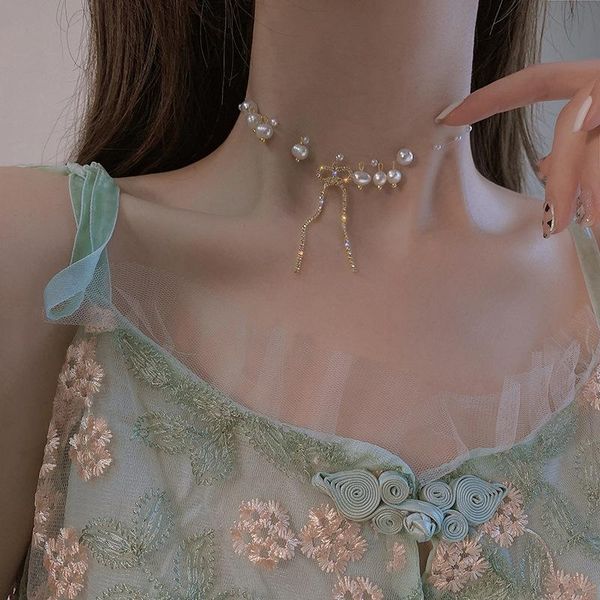 chokers pearl bowknot tassel necklace light luxury niche design sense clavicle chain cold wind sweet accessories women, Golden;silver
chokers pearl bowknot tassel necklace light luxury niche design sense clavicle chain cold wind sweet accessories women, Golden;silver