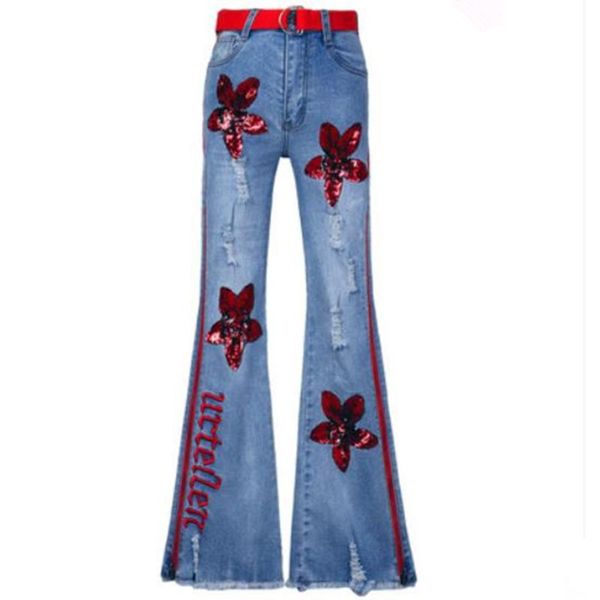 high waist wide leg jeans with stripe women baggy denim pants mujer sequined red floral tassel fringe side zipper women's, Blue
high waist wide leg jeans with stripe women baggy denim pants mujer sequined red floral tassel fringe side zipper women's, Blue