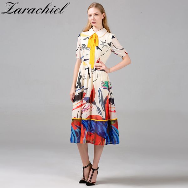dresses runway designer vintage print chiffon women's short sleeve peter pan collar bow female elegant party long, Black;gray
dresses runway designer vintage print chiffon women's short sleeve peter pan collar bow female elegant party long, Black;gray