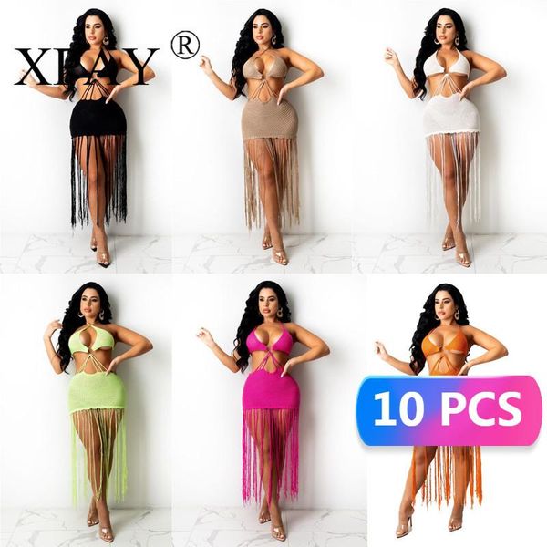 women's swimwear wholesale items beach dress for women knit strapless halter tassels solid color sleeveless backless bandage cover-ups, White;black
women's swimwear wholesale items beach dress for women knit strapless halter tassels solid color sleeveless backless bandage cover-ups, White;black