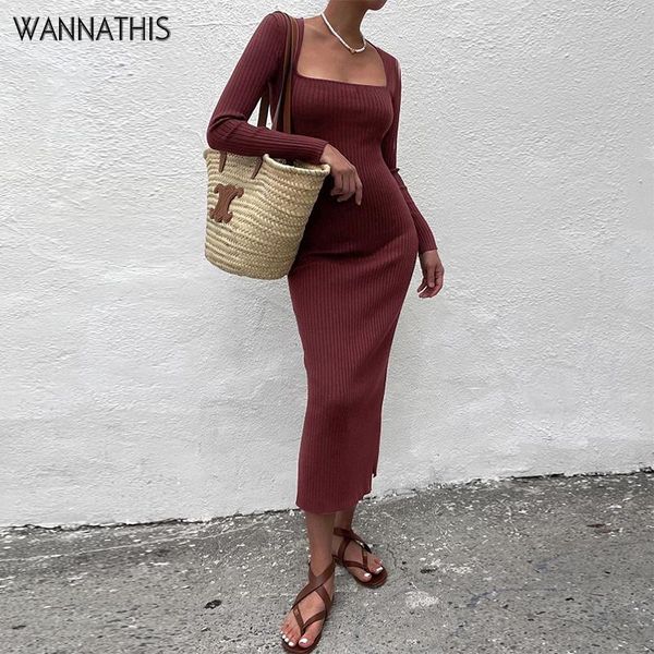 casual dresses long sleeve ankle-length dress for woman square collar knit women elegant causal solid maxi, Black;gray
casual dresses long sleeve ankle-length dress for woman square collar knit women elegant causal solid maxi, Black;gray