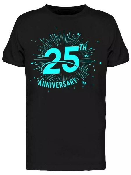 25th Anniversary Blue Confetti Tee Men's -Image by Shutterstock, White;black