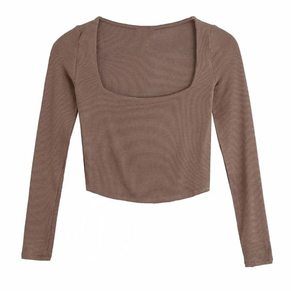 autumn women square collar knitting short t shirt casual femme o neck long sleeve crop t1380 210330, White
autumn women square collar knitting short t shirt casual femme o neck long sleeve crop t1380 210330, White