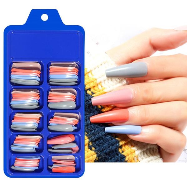 false nails 100pcs/set colorful fake nail art tips long ballerina solid color patch full cover manicure tools with blue box, Red;gold
false nails 100pcs/set colorful fake nail art tips long ballerina solid color patch full cover manicure tools with blue box, Red;gold