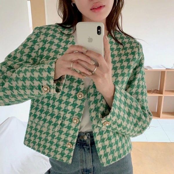 houndstooth korea chic pearl button jacketed ladies casual fall outer jacket fashion jackets elegant plaid women's coat e51, Black;brown
houndstooth korea chic pearl button jacketed ladies casual fall outer jacket fashion jackets elegant plaid women's coat e51, Black;brown