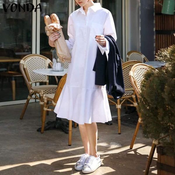 casual dresses women white shirts dress lapel collar solid color long sleeve 2021 vonda beach summer sundress vestido, Black;gray
casual dresses women white shirts dress lapel collar solid color long sleeve 2021 vonda beach summer sundress vestido, Black;gray