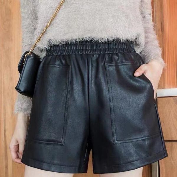 women's shorts 2021 winter fall korean style womens stretchy high waisted black wiede leg , sping pu leather for woman clothing, White;black
women's shorts 2021 winter fall korean style womens stretchy high waisted black wiede leg , sping pu leather for woman clothing, White;black