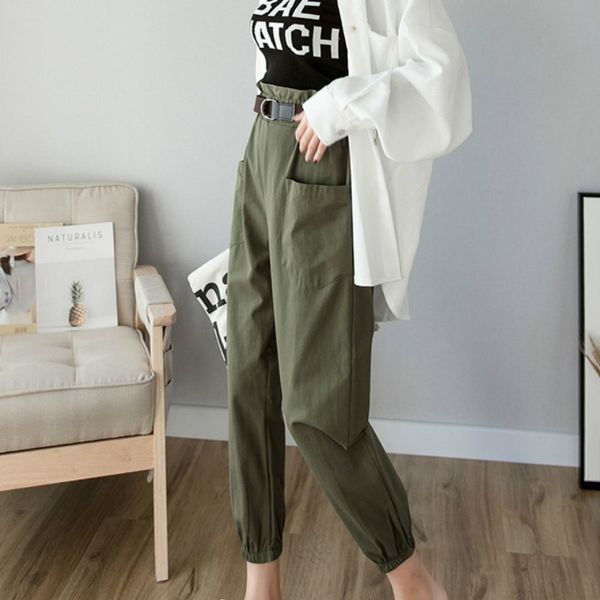 cargo pants with belt women fashion pockets ruffled trousers lace up bow high waist streetwear ankle-length 210603, Black;white
cargo pants with belt women fashion pockets ruffled trousers lace up bow high waist streetwear ankle-length 210603, Black;white