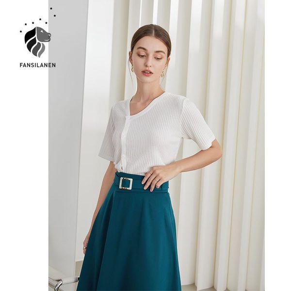 women's blouses & shirts fansilanen office lady niche design knit short cardigan 2021 summer style short-sleeved ladies v-neck button w, White
women's blouses & shirts fansilanen office lady niche design knit short cardigan 2021 summer style short-sleeved ladies v-neck button w, White