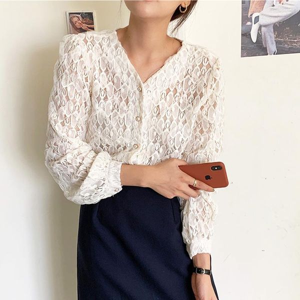 long sleeve lace blouse women 2021 christmas clothes black shirts ladies chemisier femme blusas camisas de mujer women's blouses &, White
long sleeve lace blouse women 2021 christmas clothes black shirts ladies chemisier femme blusas camisas de mujer women's blouses &, White