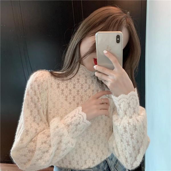 elegant turtleneck lantern sleeve wool lace blouse for women hollowe out flower crochet beige black bottomed shirt women's blouses & s, White
elegant turtleneck lantern sleeve wool lace blouse for women hollowe out flower crochet beige black bottomed shirt women's blouses & s, White