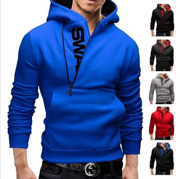 mens sweater new men's slim hooded sweater fashion contrast color side zipper large coat, Black
mens sweater new men's slim hooded sweater fashion contrast color side zipper large coat, Black