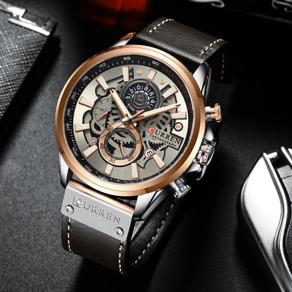 wristwatches curren watch men fashion quartz watches leather strap sport wristwatch chronograph clock male creative design dial, Slivery;brown
wristwatches curren watch men fashion quartz watches leather strap sport wristwatch chronograph clock male creative design dial, Slivery;brown