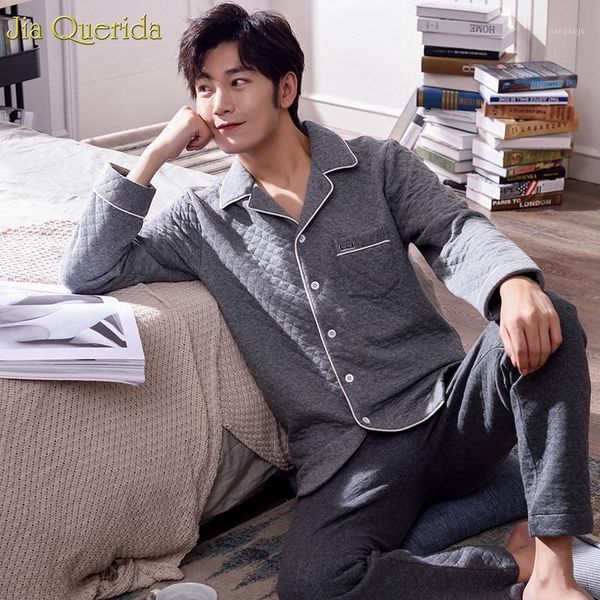 men's sleepwear men pajama long sleeves trousers 2 pieces pajamas set winter warm 100% cotton padded embossing pattern mans, Black;brown
men's sleepwear men pajama long sleeves trousers 2 pieces pajamas set winter warm 100% cotton padded embossing pattern mans, Black;brown