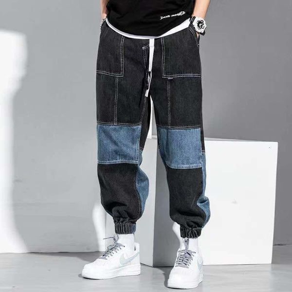 men's jeans 2021 fashion in hip hop color matching overalls loose harlan pants american casual black cowboy trousers, Blue
men's jeans 2021 fashion in hip hop color matching overalls loose harlan pants american casual black cowboy trousers, Blue