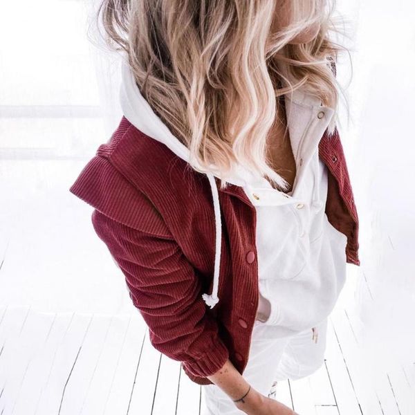 women's jackets all-matched stylish turn-down collar corduroy shirt single breasted women coat ribbed cuff for travel, Black;brown
women's jackets all-matched stylish turn-down collar corduroy shirt single breasted women coat ribbed cuff for travel, Black;brown