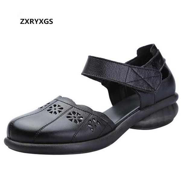 est round head summer sandals women shoes low-heel shoe comfortable hollow genuine leather ladies casual, Black
est round head summer sandals women shoes low-heel shoe comfortable hollow genuine leather ladies casual, Black