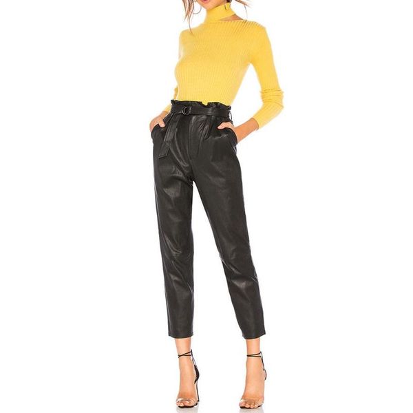 women's pants & capris womens high waist belt solid paperbag pu leather trousers ladies party cigaratte pencil, Black;white
women's pants & capris womens high waist belt solid paperbag pu leather trousers ladies party cigaratte pencil, Black;white