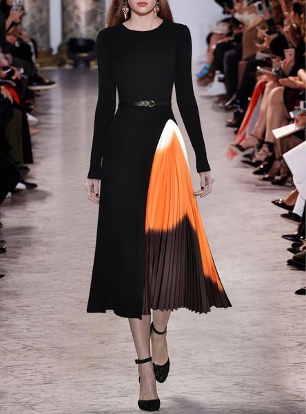 casual dresses midi elegant dress autumn winter fashion design women black knitting spliced orange print pleated, Black;gray
casual dresses midi elegant dress autumn winter fashion design women black knitting spliced orange print pleated, Black;gray