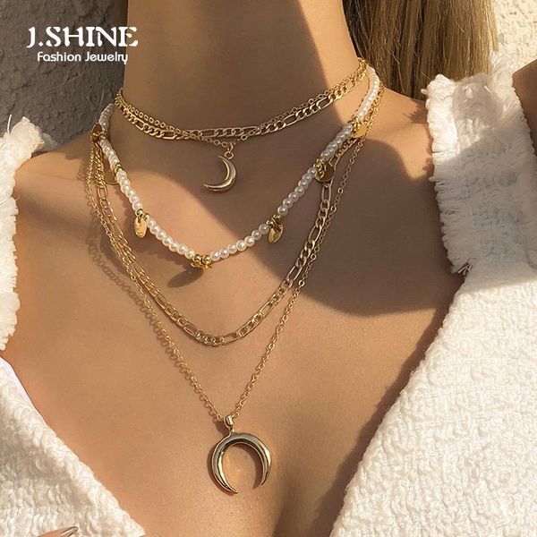 chains j.shine bohemia multilay pearl curb chain choker necklace statement handmade beaded moon pendant wedding women jewelry, Silver
chains j.shine bohemia multilay pearl curb chain choker necklace statement handmade beaded moon pendant wedding women jewelry, Silver