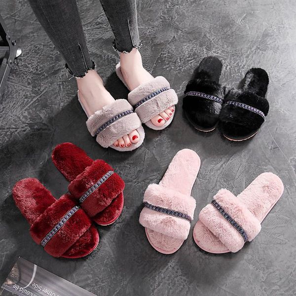 slippers winter home fur shine crystal warm comfy flats shoes woman solid non-slip cotton slides brief casual female flip flops, Black
slippers winter home fur shine crystal warm comfy flats shoes woman solid non-slip cotton slides brief casual female flip flops, Black
