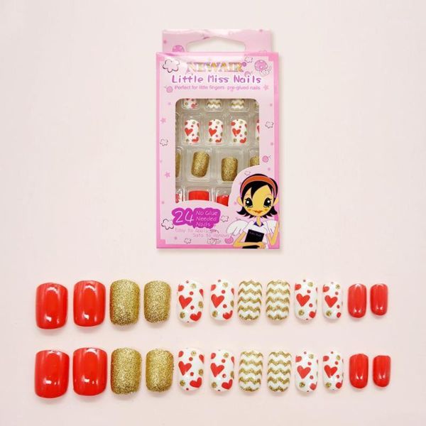 pcs golden love pattern children disposable nails tip pre-glue press on harmless false for kids1, Red;gold
pcs golden love pattern children disposable nails tip pre-glue press on harmless false for kids1, Red;gold