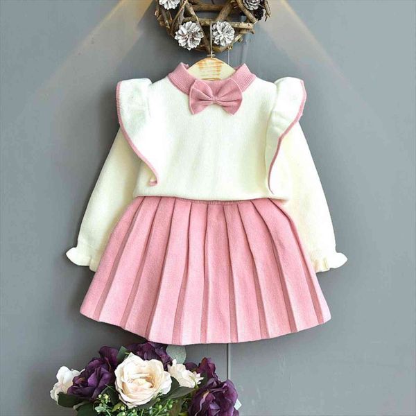 kids girl knitted sweater suit autumn flying sleeve cute bow with pleated skirt two piece baby winter clothes, White
kids girl knitted sweater suit autumn flying sleeve cute bow with pleated skirt two piece baby winter clothes, White