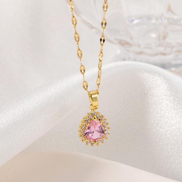 chokers sweet light luxury pink water drop crystal pendant women necklaces female elegant no fade stainless steel neck jewelry, Golden;silver
chokers sweet light luxury pink water drop crystal pendant women necklaces female elegant no fade stainless steel neck jewelry, Golden;silver