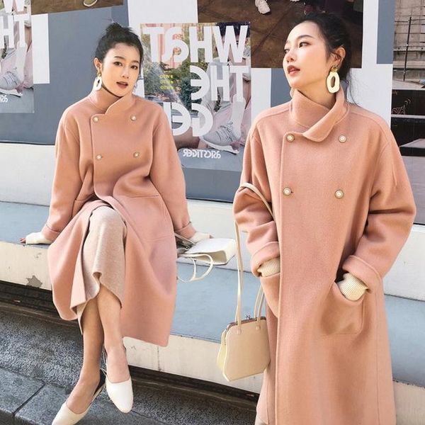 women's wool & blends autumn and winter 2021 korean pearl button tweed coat loose medium length fashion, Black
women's wool & blends autumn and winter 2021 korean pearl button tweed coat loose medium length fashion, Black