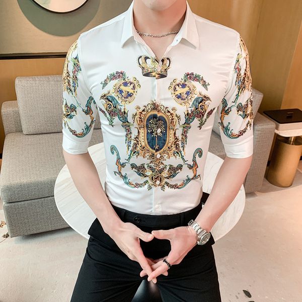 men's shirts luxury shirts summer half a crown print sleeve dressed as streetwear social party skinny male shirt bcxk, White;black
men's shirts luxury shirts summer half a crown print sleeve dressed as streetwear social party skinny male shirt bcxk, White;black