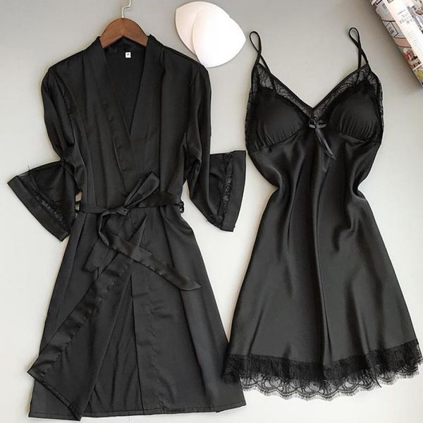 bride wedding robe set women lace trim rayon kimono bathrobe gown bridesmaid sleepwear casual home clothes nightwear women's, Black;red
bride wedding robe set women lace trim rayon kimono bathrobe gown bridesmaid sleepwear casual home clothes nightwear women's, Black;red