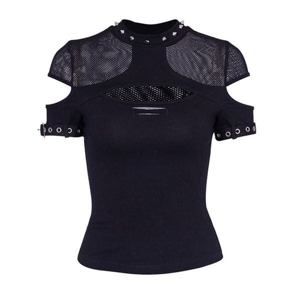 rosetic women t shirts casual punk gothic chic summer slim mesh hole rivet club black ol hip hop female ladies goth 210330, White
rosetic women t shirts casual punk gothic chic summer slim mesh hole rivet club black ol hip hop female ladies goth 210330, White