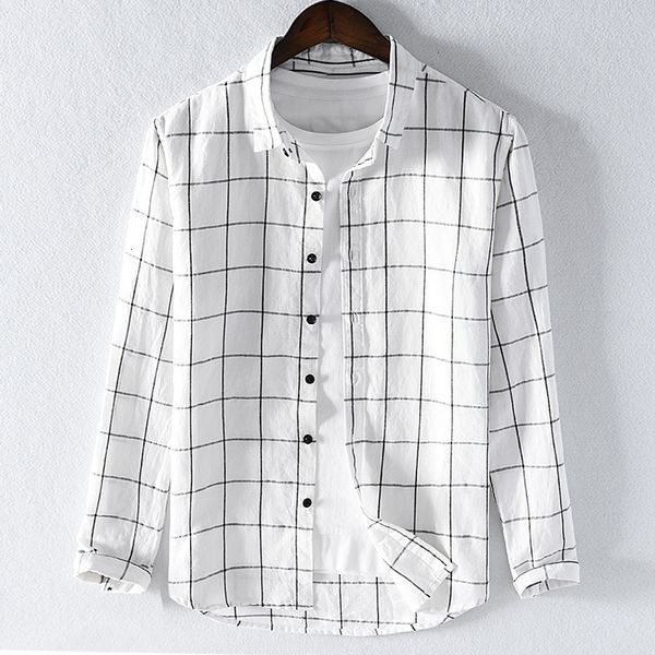 men's t-shirts casual plaid long-sleeved linen shirt brand autumn slim white for men fashion comfortable shirts male camisa mx3l, White;black
men's t-shirts casual plaid long-sleeved linen shirt brand autumn slim white for men fashion comfortable shirts male camisa mx3l, White;black