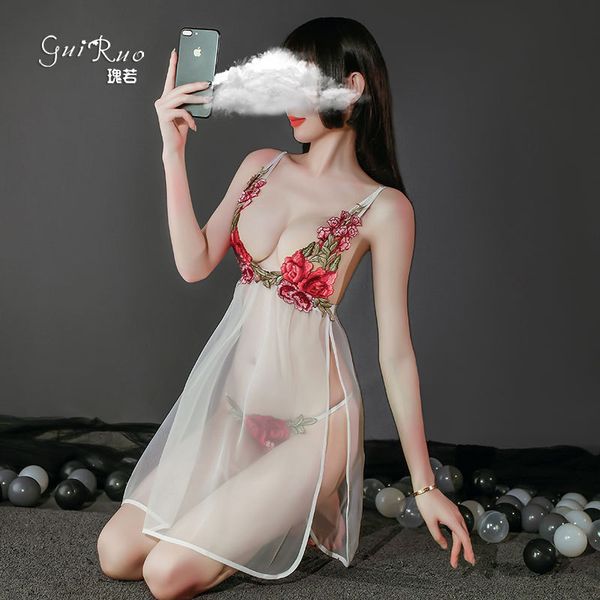 Underwear Spring and Guiruo Summer Women's Deep v Split Sexy Perspective Allure Embroidery Suspender Nightdress Passion Suit 451, White;black
Underwear Spring and Guiruo Summer Women's Deep v Split Sexy Perspective Allure Embroidery Suspender Nightdress Passion Suit 451, White;black