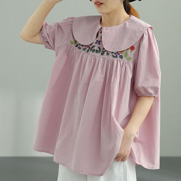 women's blouses & shirts 2021 summer korean woman large size white cotton shirt embroidered doll collar casual oversize thin blouse aq1
women's blouses & shirts 2021 summer korean woman large size white cotton shirt embroidered doll collar casual oversize thin blouse aq1