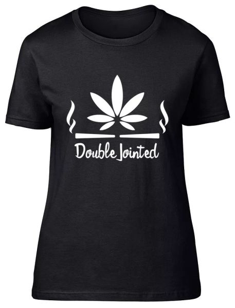 double jointed weed womens ladies fitted t-shirt, White;black