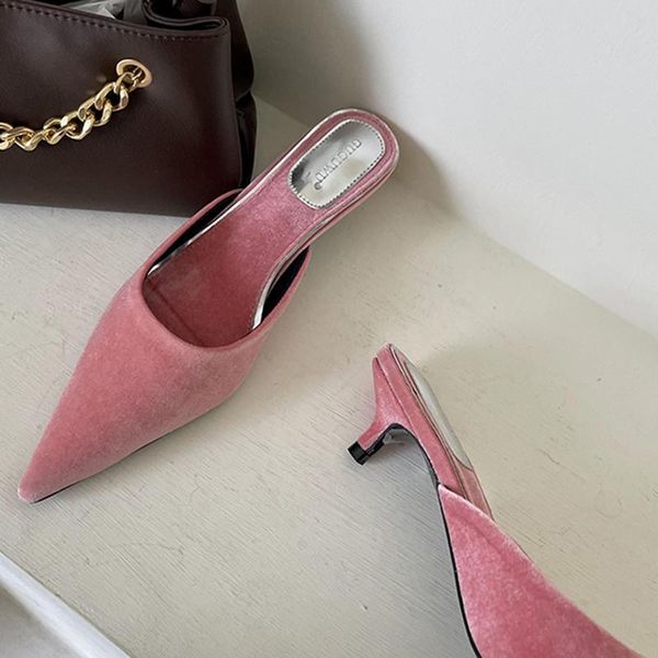 slippers summer elegant women pink low heels mules pointed toe kitten high flock slides brand suede flip flops shoes iakk, Black
slippers summer elegant women pink low heels mules pointed toe kitten high flock slides brand suede flip flops shoes iakk, Black